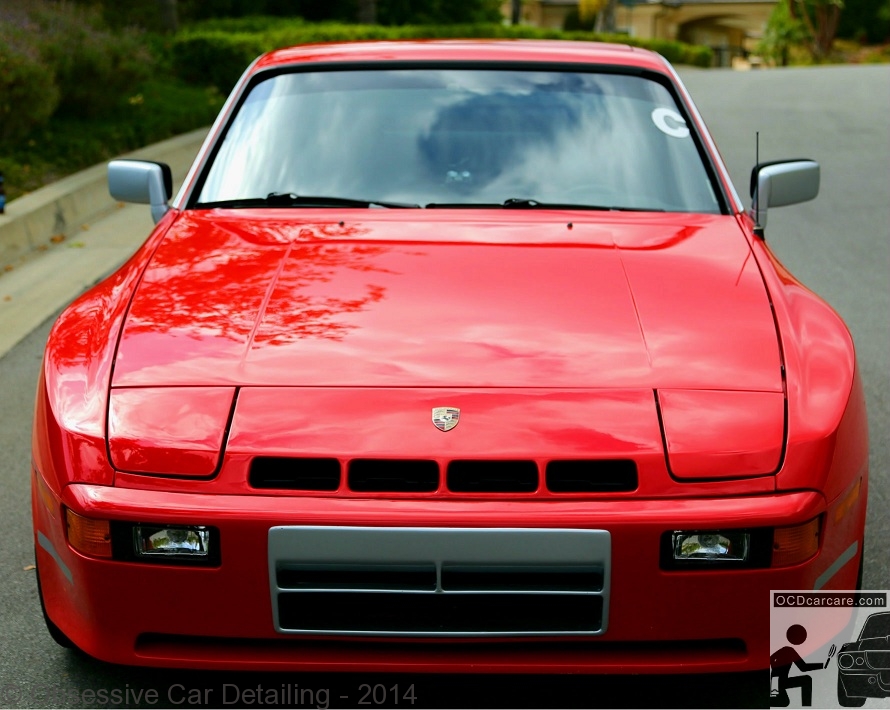 1983 Porsche 944 - Pasadena, Ca. - AFTER - front end - clay bar, iron x, two step paint correction, water spot removal, protective paint coating. - www.ocdcarcare.com - (949) 427-1191 - info@ocdcarcare.com