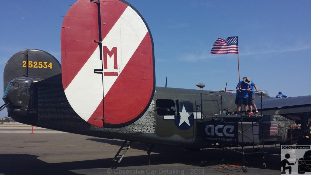 B-24J Bomber Witchcraft - tail view as the day comes to a close. - www.ocdcarcare.com