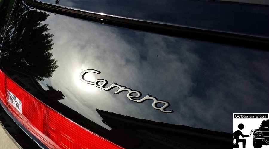 OCDCarCare.com - Detailing Pasadena Ca - 1995 Porsche Carrera - Badge AFTER - CQuartz FINEST