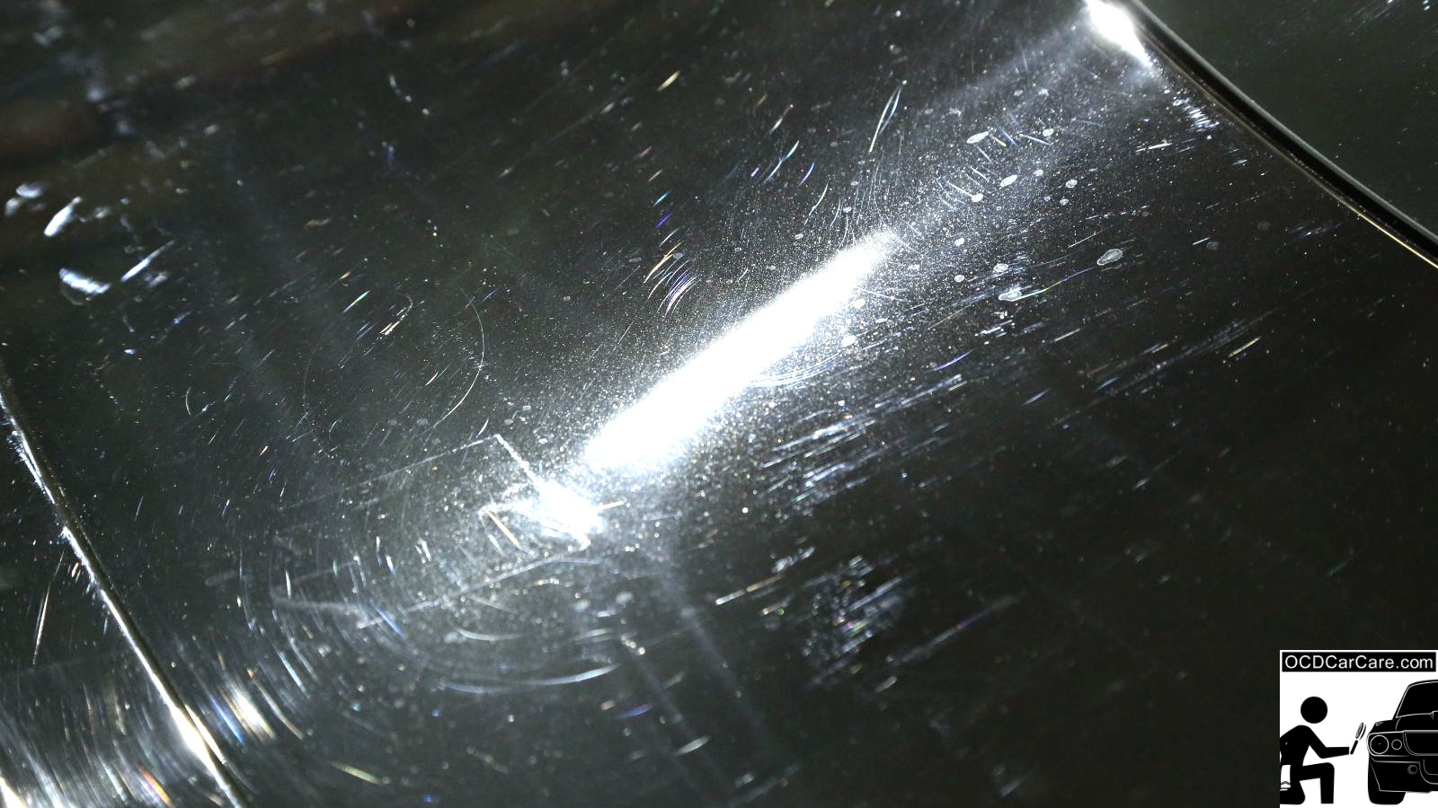 BEFORE surface condition of Alfa Romeo 4C prior to paint polishing.