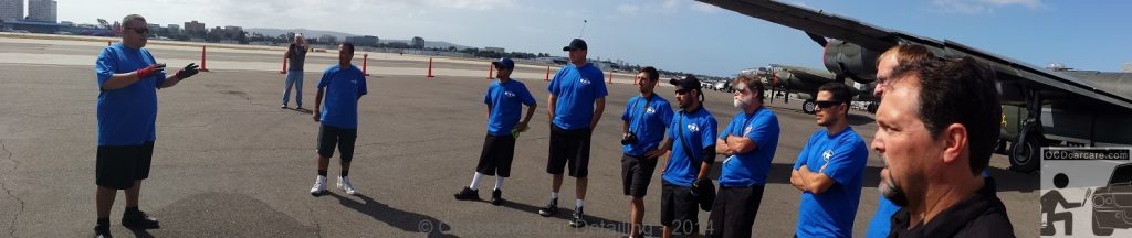 B-24J Bomber Witchcraft - Joe Fernandez addressing the detailers who volunteered their day to help restore this beauty. - www.ocdcarcare.com