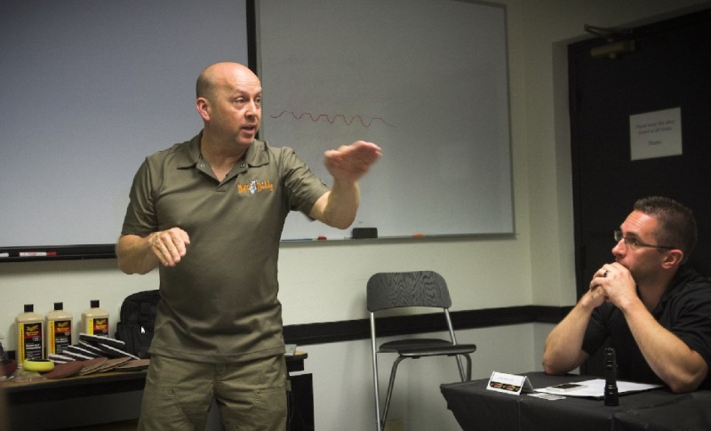 Kevin Brown of Buffdaddy.com instructing at NXT 2014. The NXT Detailing Courses are the product of Kevins endless pursuit of learning and teaching about detailing on theoretical and practical levels. Kevin Brown of www.Buffdaddy.com instructing at NXT Detailing Training Courses 2014.